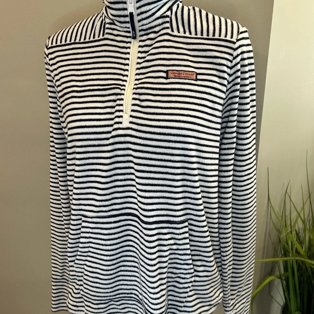 Vineyard Vines Striped Shep Shirt French Terry 1/4 Zip Pullover Women S - Picture 9 of 14